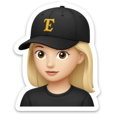 an ios genmoji for a black baseball cap sticker