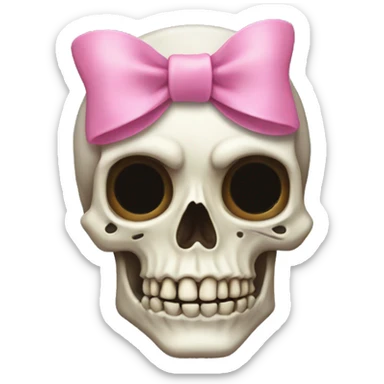 Skeleton with pink bow on head sticker