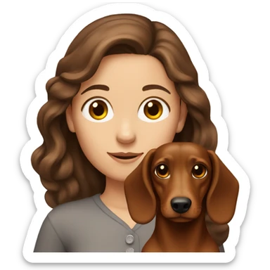 brown-haired girl with a long-haired dachshund sticker