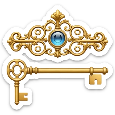 key in the horizontal position old and ornate sticker