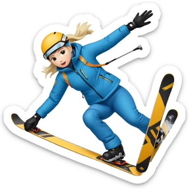A skier crashing sticker