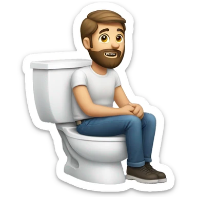 Bearded guy sitting on a toilet sticker