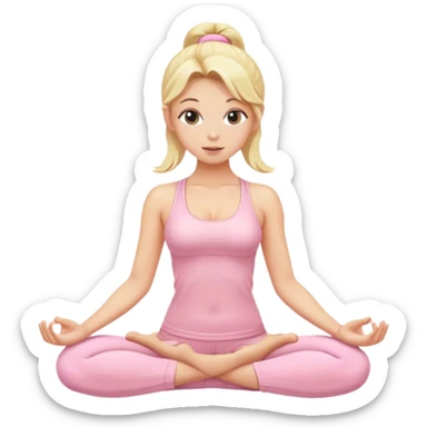 blonde yoga girl light pink clothes n sticker