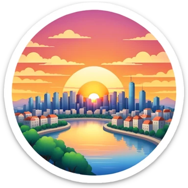 Sunset,City,Summer sticker