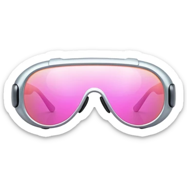 futuristic protective glasses with pink holographic lenses, high-tech design sticker