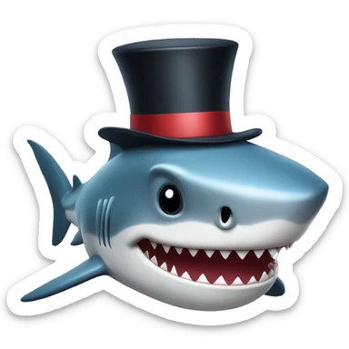 Shark with a top hat sticker