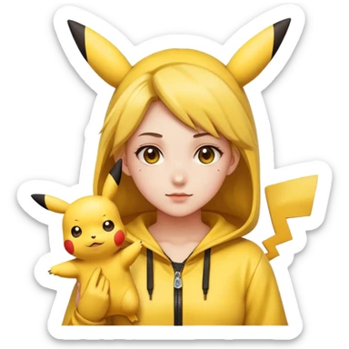 girl wearing pikachu costume sticker
