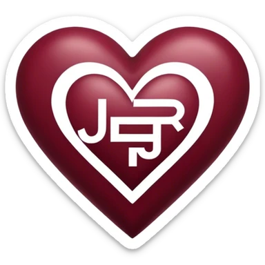 Burgundy heart with the letters Jer in the middle  sticker