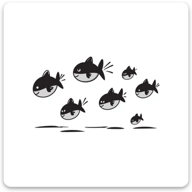 a colony of sad fish swimming away sticker