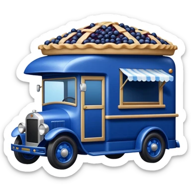shiny crushed-dark-blue crystal body frozen blueberry pie 1912 antique long-wheelbase cab over durable trails low rider moving truck food truck  sticker