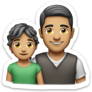 Menino moreno com uma criança no colo sticker