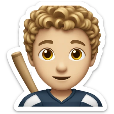 Light brown hair boy with hockey stick sticker