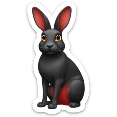 conejo negro con ojos color rojo vivo sticker