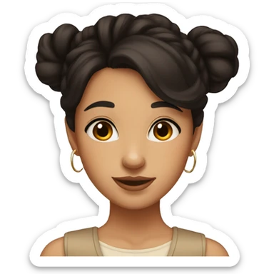 girl, big nose, black hair in bun, hoop earrings, brown eyes, tan skin, freckles sticker