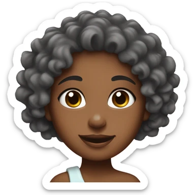 Girl with curly hair doing her skin care sticker