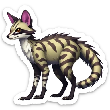 Feral Rare Fantasy dark colorful Vernid-Sergal-Genet-species by LiLaiRa, random markings, tufted tail, tufted ears, full body sticker
