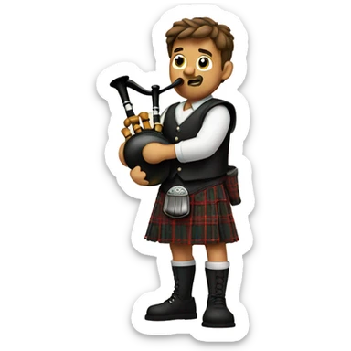man in kilt playing the pipes sticker