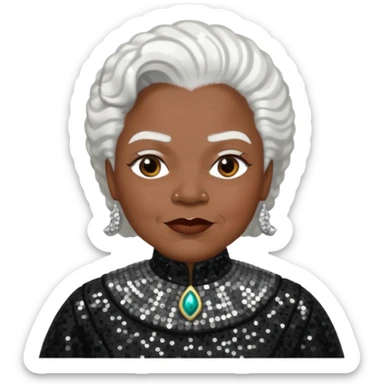 Mary McLeod Bethune with white hair, black sequin outfit  sticker