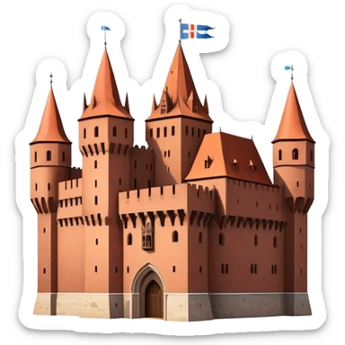 Cinematic Realistic Malbork Castle Landmark Emoji, depicted as an imposing medieval fortress rendered with rich detail and dramatic, historic lighting. sticker