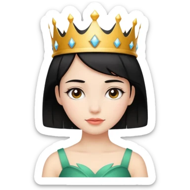 Chica linda pelo corto negro con una corona  sticker