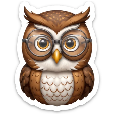 Owl with reading glasses sticker