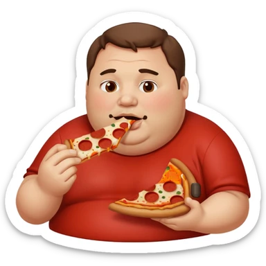 Fat man eating pizza sticker