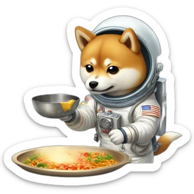 Shiba Inu astronaut cooking food sticker