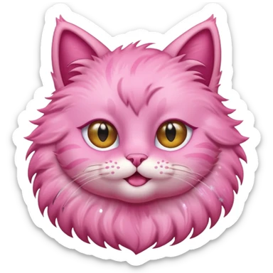 pink cat with glitter winking its right eye sticker