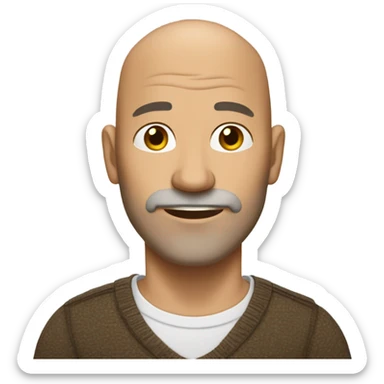 Middle aged man bald with prickly beard and prickles of hair brown eyes tan skin sticker