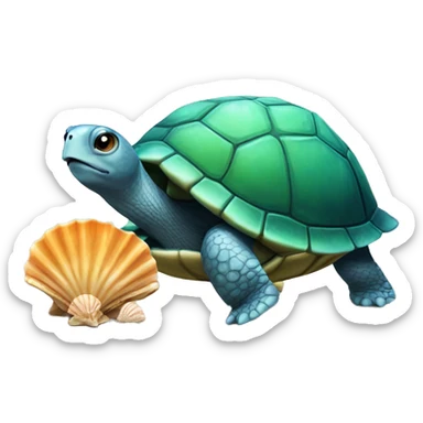 Turtle with a seashell for a shell sticker