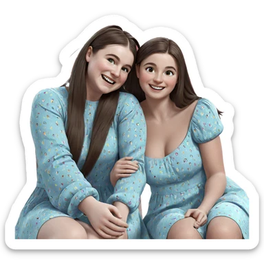 smiling girls in colorful dresses sticker