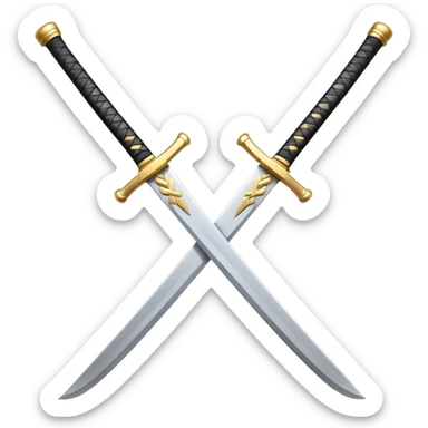 Design a stylized emoji icon of two crossed katanas, each with a different color.





 sticker