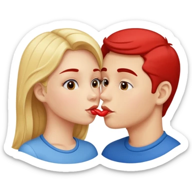 Girl and boy kissing each others lips  sticker