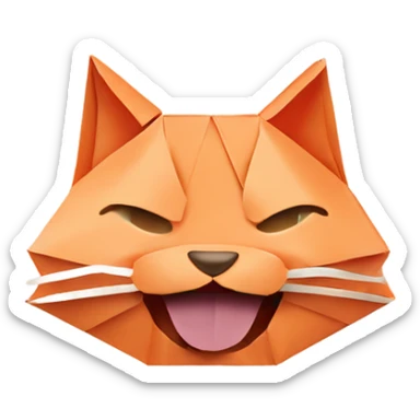 cat smiling origami saumon sticker
