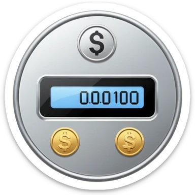 A clean, minimalist “credit counter” badge icon that communicates cumulative usage of design tokens (colours, font sizes, spacing) with an intentional economy of variation. No text. More like a Coin. sticker