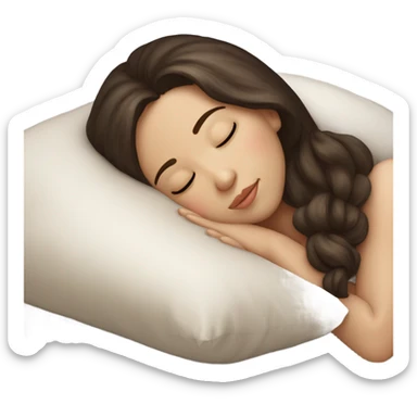 sleeping beauty brunette white girl with a silk pillow sticker