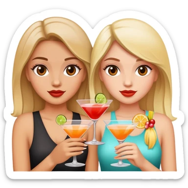 two girls with cocktails  sticker