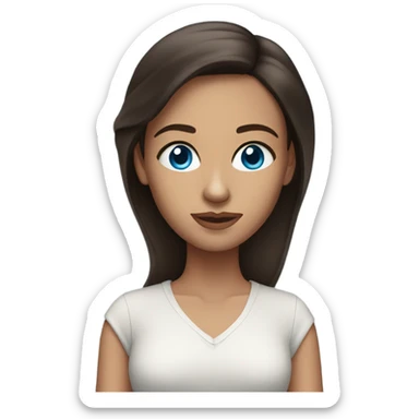 Brunette 24 year old woman, blue eu sticker