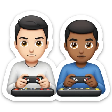 Two people gaming one black and one white  sticker