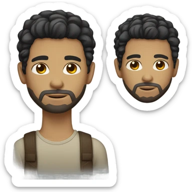 Light skinned male with black short hair and beard and brown eyes sticker