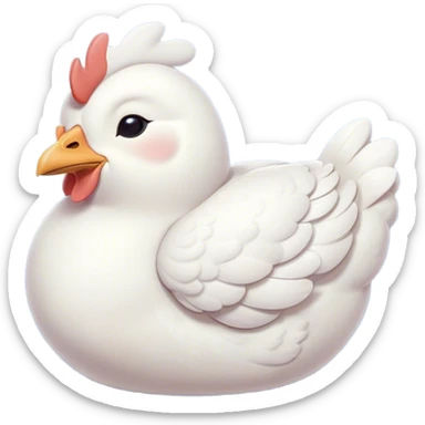Meme-Worthy Cute Sleeping White Chicken Portrait Emoji, Head resting peacefully with a contented smile, showcasing a delightfully compact build and a luxuriously soft white plumage, eyes shut in a serene, restful nap, Simplified yet hilariously adorable features, highly detailed, glowing with a soft, drowsy light, high shine, relaxed and utterly lovable, stylized with an air of playful laziness, bright and heartwarming, soft glowing outline, capturing the essence of a comically sleepy chicken, so meme-worthy it feels like it could instantly become the next viral sensation of adorable slumber! sticker