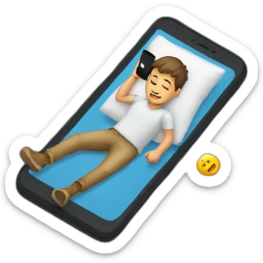 Boy laying on ground with his phone in the air sticker