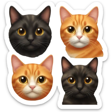 orange cat and black tortiseshell cat sticker