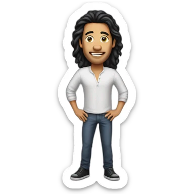 standup comedian with micro long black hair  sticker