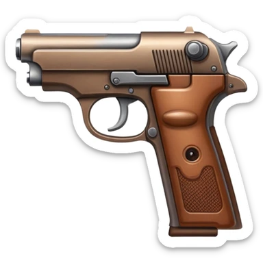 Compact pistol with brown handle sticker