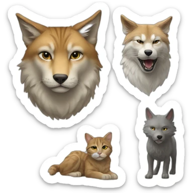Picture of a cat on top of a wolf sticker