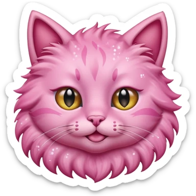 pink cat with glitter winking its right eye sticker