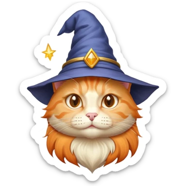 a orange cat with wizard hat sticker