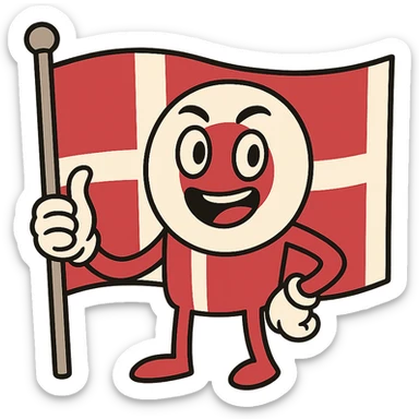 flat toon style hybrid of Denmark and Japan flags sticker