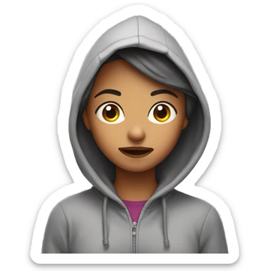 Teen girl in hoodie sticking tongue out sticker